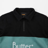 Butter Goods Classic 1/4 Zip Sweatshirt - Black / Teal thumbnail