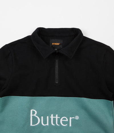 Butter Goods Classic 1/4 Zip Sweatshirt - Black / Teal