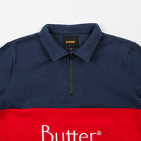 Butter Goods Classic 1/4 Zip Sweatshirt - Navy / Red thumbnail