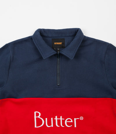 Butter Goods Classic 1/4 Zip Sweatshirt - Navy / Red