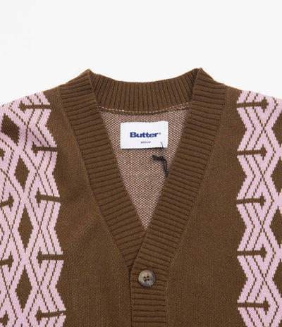 Butter Goods Club Knitted Cardigan - Chocolate