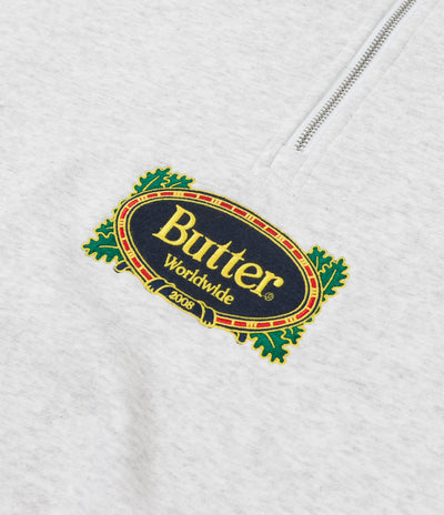 Butter Goods Crest 1/4 Zip Sweatshirt - Ash Grey
