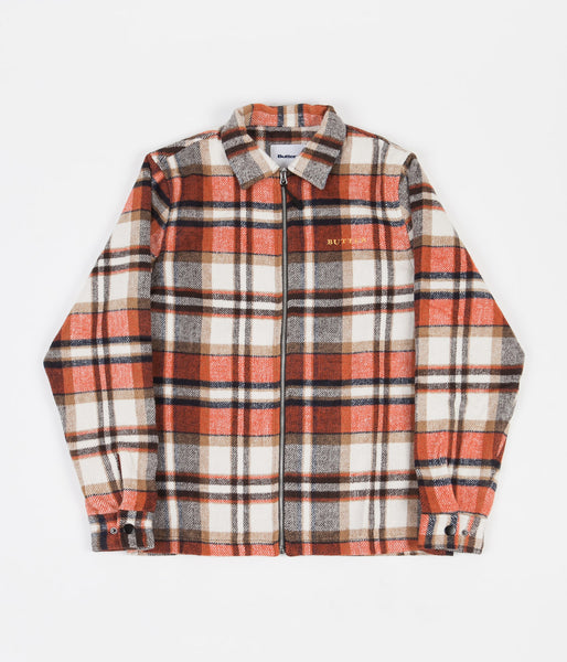 Butter Goods Flannel Plaid Overshirt Natural / Rust / Brown Flatspot
