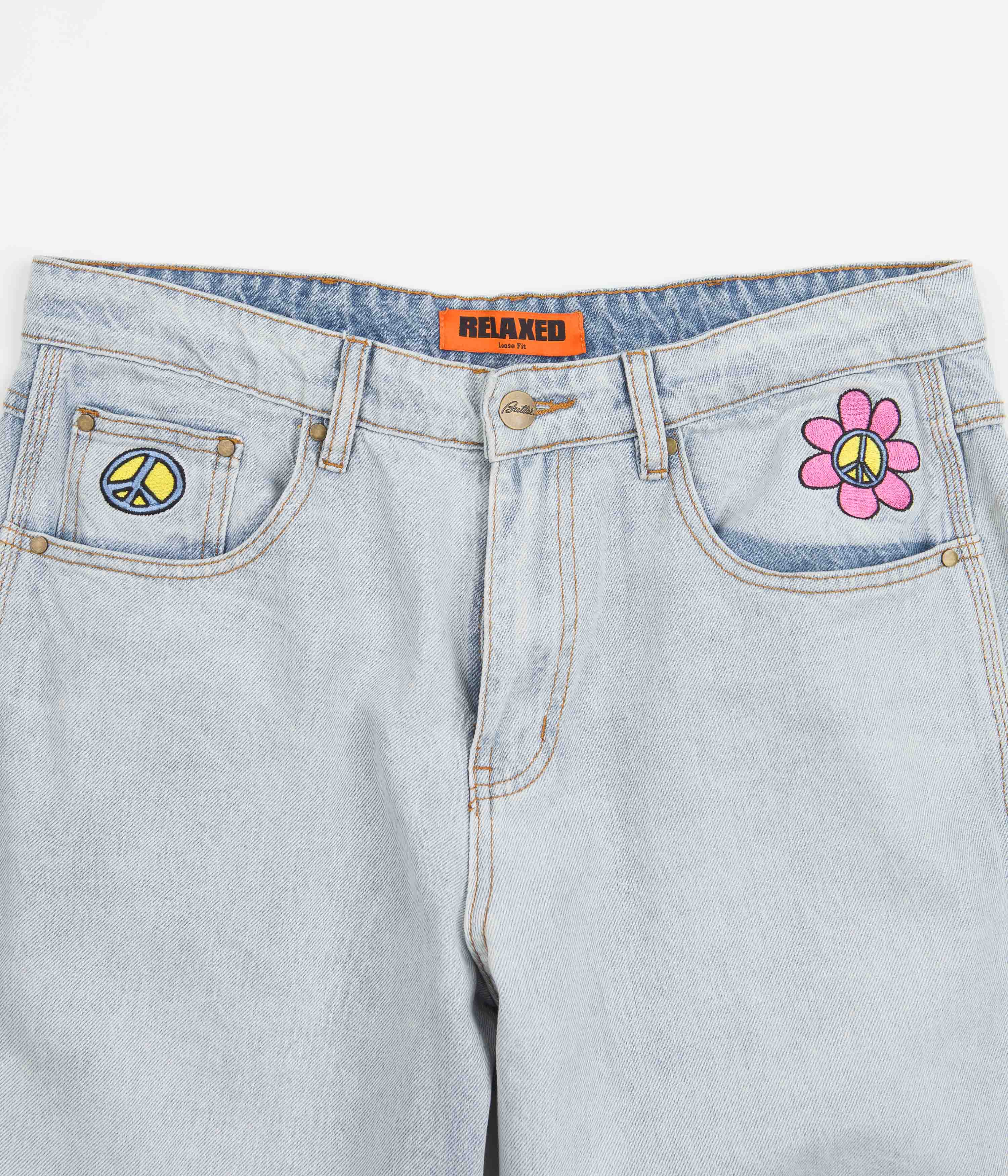 Butter Goods Flower Denim Jeans Light Blue Flatspot