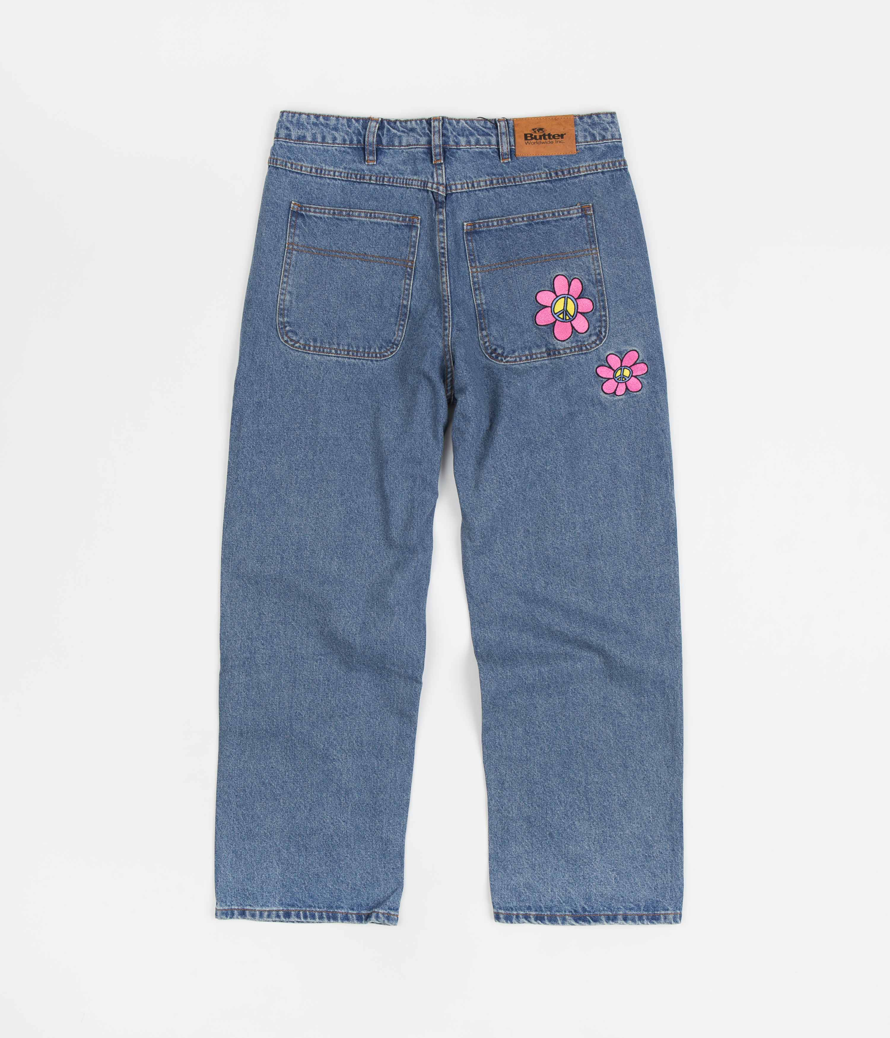 Butter Goods Flower Denim Jeans Washed Indigo Flatspot