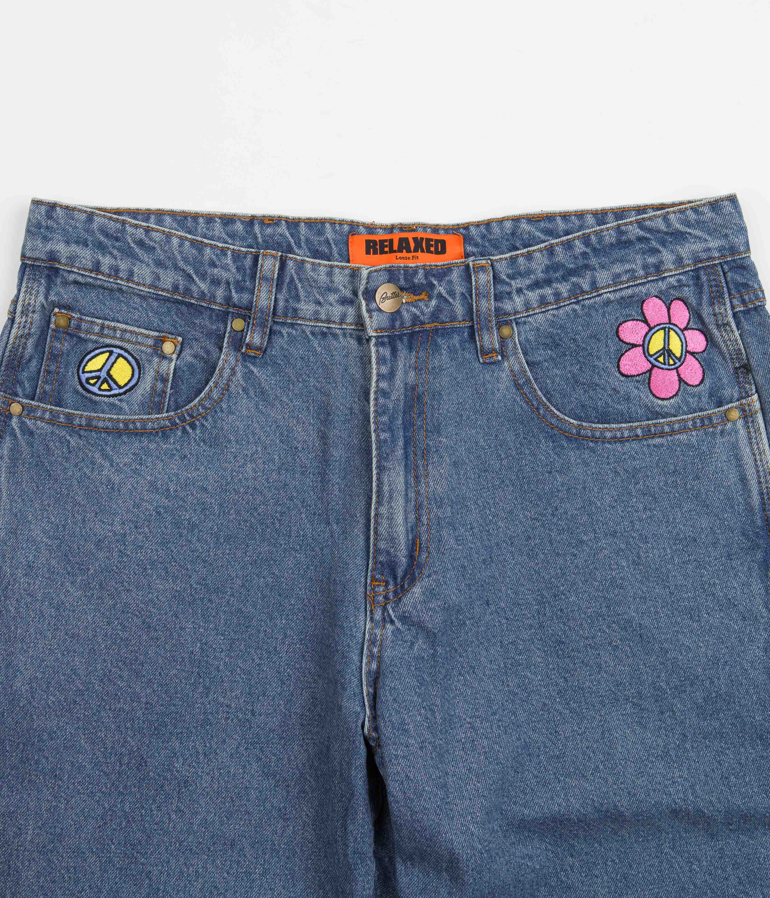 Butter Goods Flower Denim Jeans Washed Indigo Flatspot