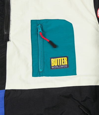 Butter Goods Foley 1/4 Zip Pullover Jacket - Black / Royal / Cream