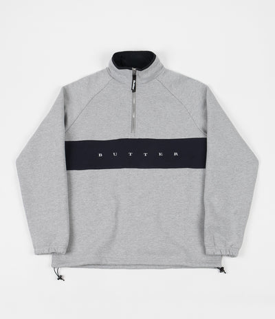 Butter Goods Hampshire 1/4 Zip Sweatshirt - Heather Grey / Navy