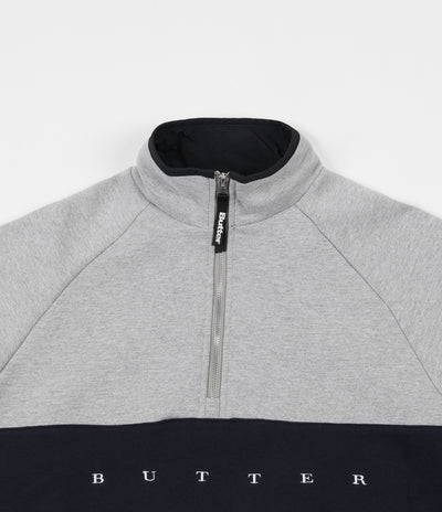 Butter Goods Hampshire 1/4 Zip Sweatshirt - Heather Grey / Navy