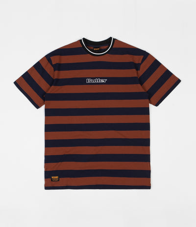 Butter Goods Jacquard Stripe T-Shirt - Brown / Navy