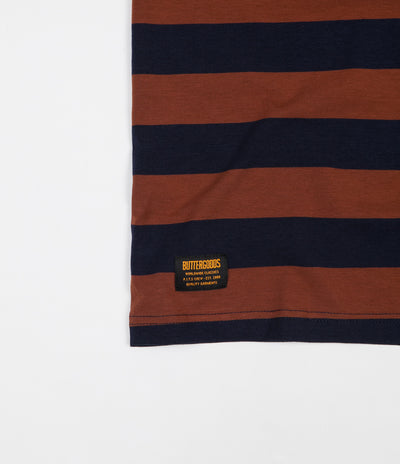 Butter Goods Jacquard Stripe T-Shirt - Brown / Navy