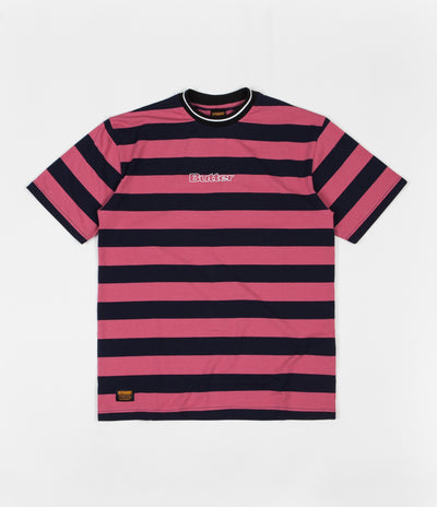 Butter Goods Jacquard Stripe T-Shirt - Coral / Navy