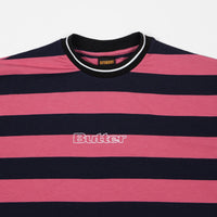 Butter Goods Jacquard Stripe T-Shirt - Coral / Navy thumbnail