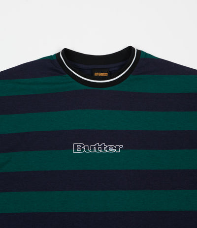 Butter Goods Jacquard Stripe T-Shirt - Forest / Navy