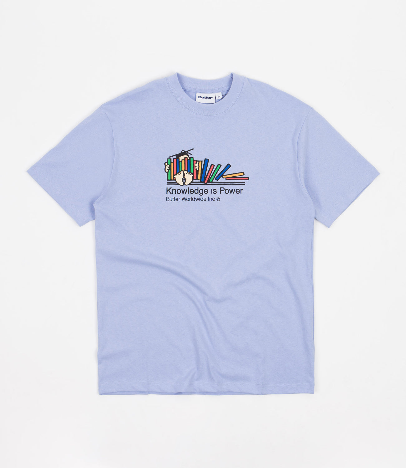 Butter Goods Knowledge Is Power TShirt Carolina Blue Flatspot