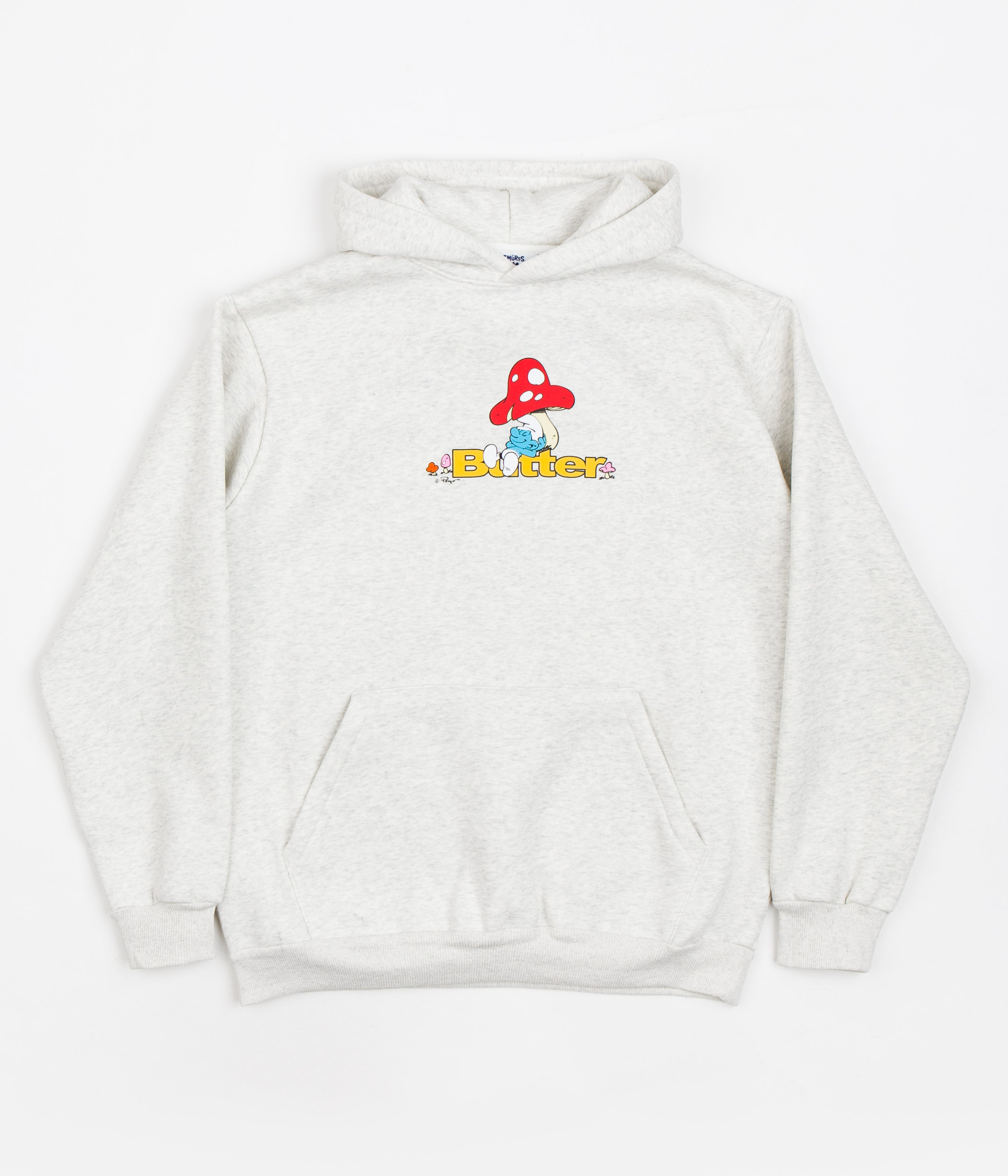 Butter Goods x The Smurfs Lazy Logo Hoodie Ash Grey Flatspot