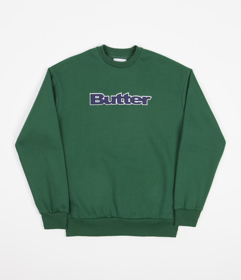Butter Goods Logo Crewneck Sweatshirt Forest Green Flatspot