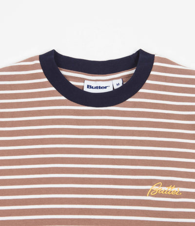 Butter Goods Parks Stripe T-Shirt - Mauve / White