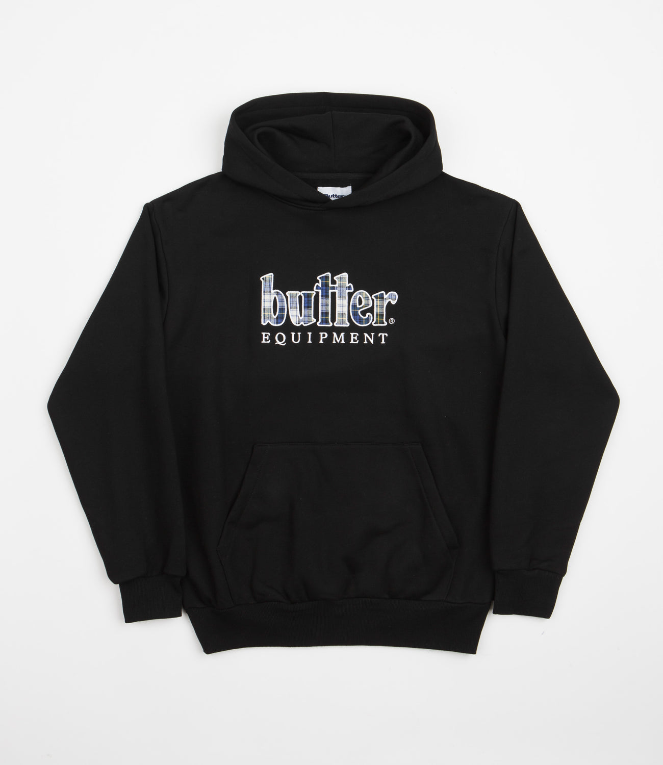 Butter Goods Plaid Applique Hoodie Black Flatspot