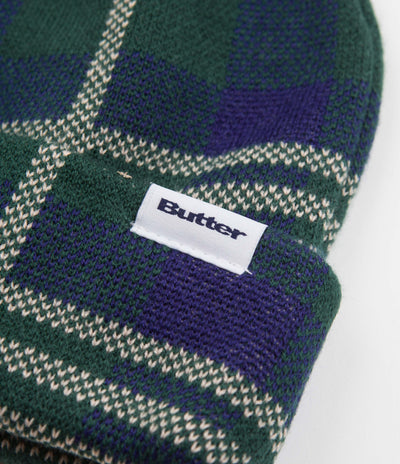 Butter Goods Plaid Beanie - Navy / Forest / White