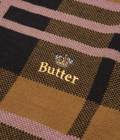 Butter Goods Plaid Knitted Sweatshirt - Black / Brown / Purple