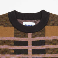 Butter Goods Plaid Knitted Sweatshirt - Black / Brown / Purple thumbnail