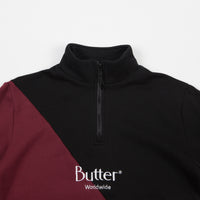 Butter Goods Split 1/4 Zip Sweatshirt - Black / Burgundy thumbnail