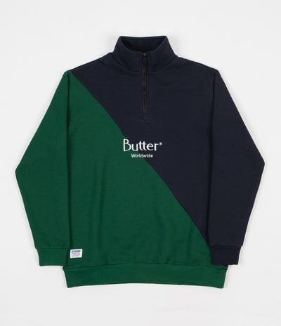 Butter Goods Split 1/4 Zip Sweatshirt - Navy / Forest