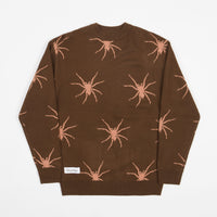 Butter Goods Tarantula Knitted Crewneck Sweatshirt - Brown / Dusty Peach thumbnail