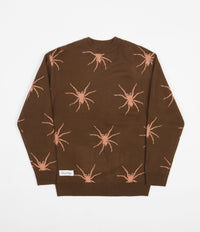Butter Goods Tarantula Knitted Crewneck Sweatshirt - Brown / Dusty Peach