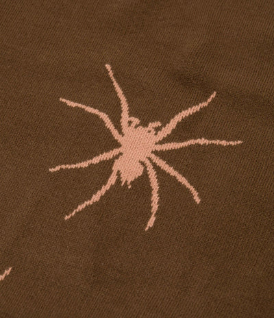 Butter Goods Tarantula Knitted Crewneck Sweatshirt - Brown / Dusty Peach