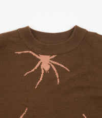 Butter Goods Tarantula Knitted Crewneck Sweatshirt - Brown / Dusty 
