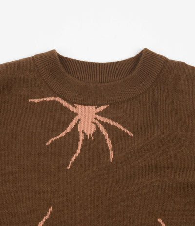Butter Goods Tarantula Knitted Crewneck Sweatshirt - Brown / Dusty Peach