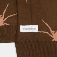 Butter Goods Tarantula Knitted Crewneck Sweatshirt - Brown / Dusty Peach thumbnail
