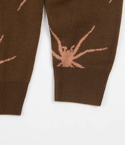 Butter Goods Tarantula Knitted Crewneck Sweatshirt - Brown / Dusty Peach