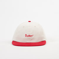 Butter Goods Two Tone Classic Logo 6 Panel Cap - Natural / Red thumbnail