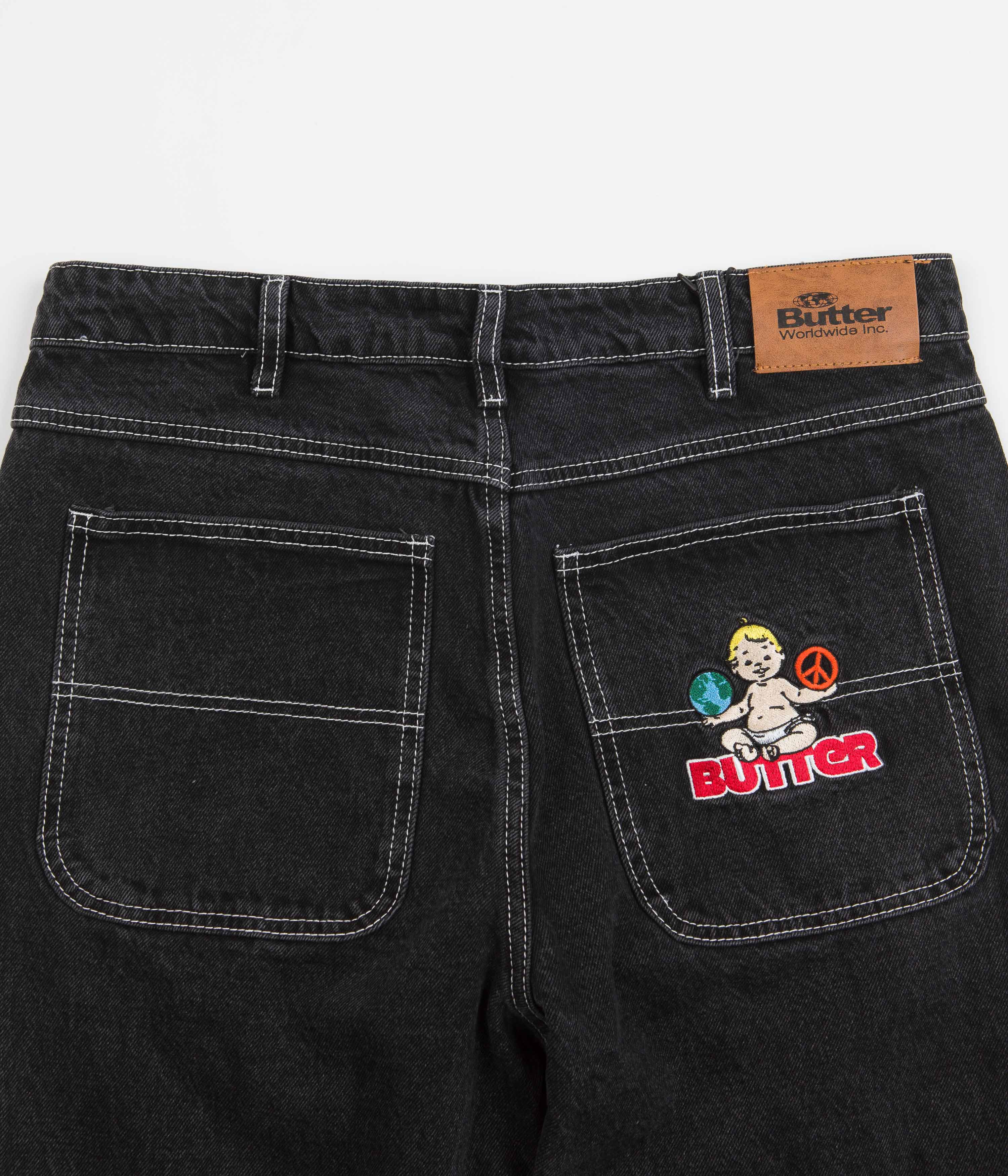 Butter Goods World Peace Denim Jeans Washed Black Flatspot