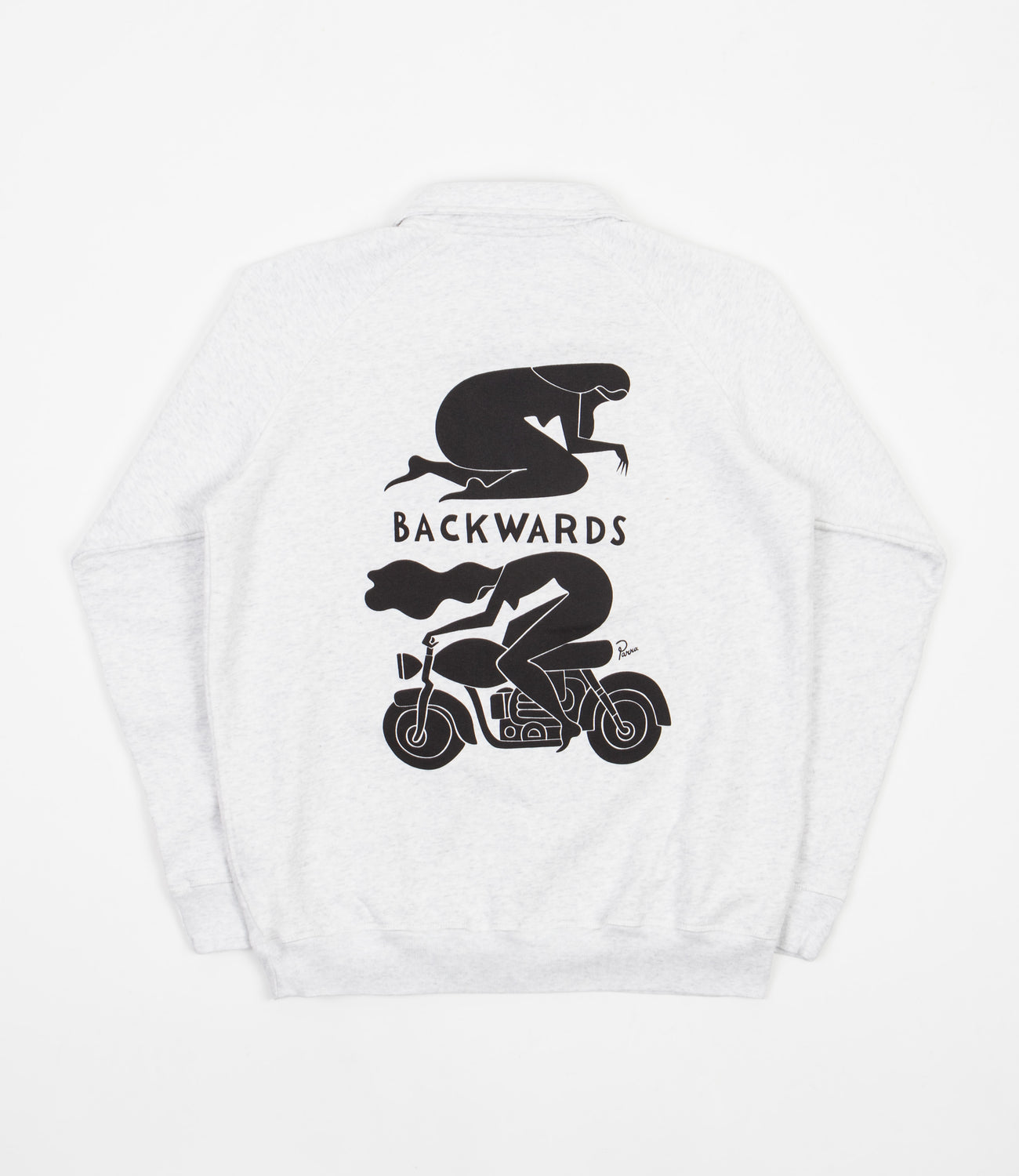 by Parra Backwards 1/2 Zip Polo Sweatshirt - Ash Grey | Flatspot