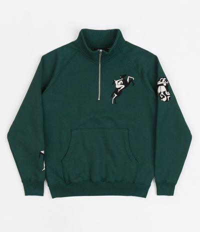 by Parra Life Experience Half Zip Sweatshirt - Pine Green