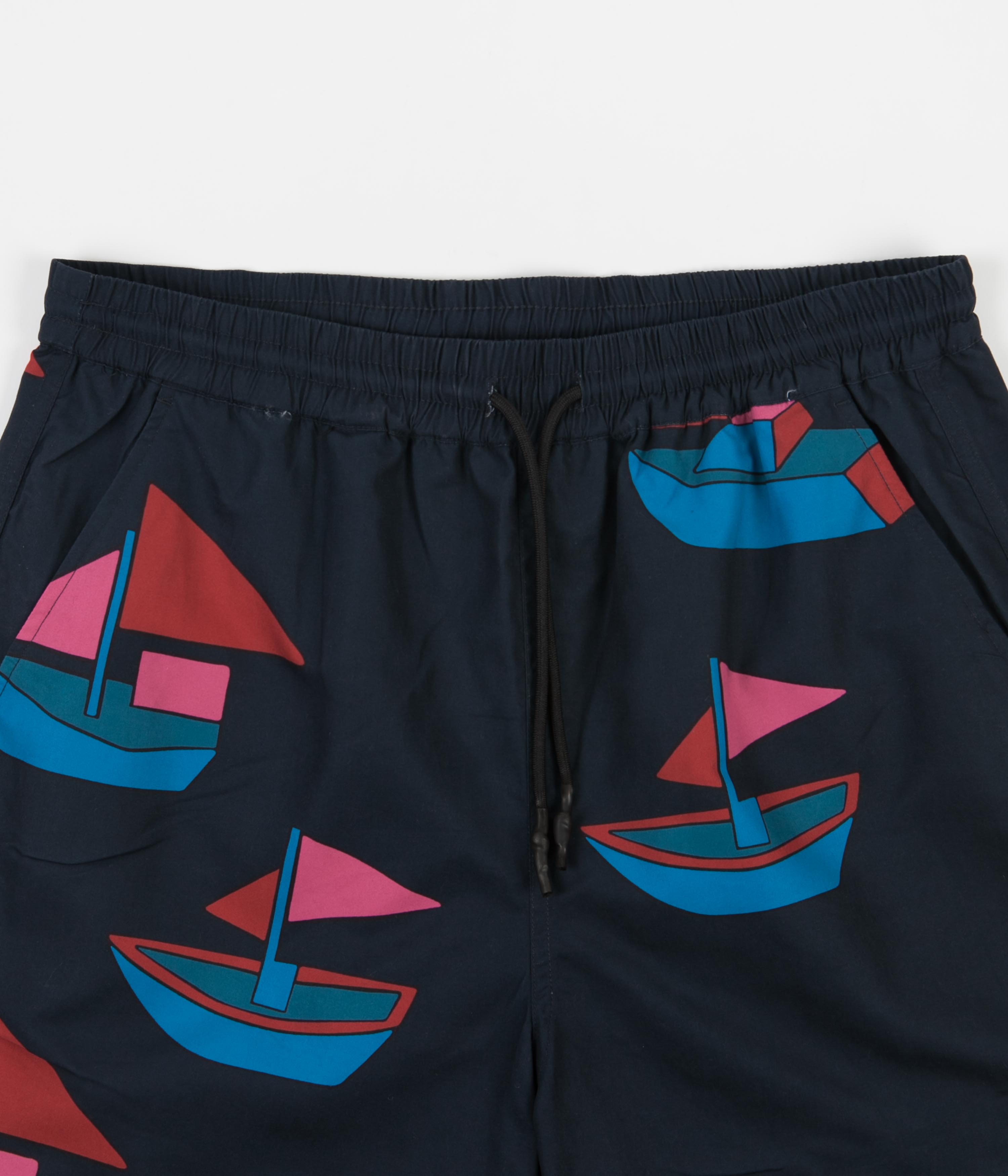 by Parra Paper Boats Swim Shorts Navy Blue Flatspot