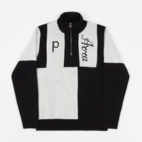 by Parra Quarter Zip Knitted Pullover Sweatshirt - Black thumbnail