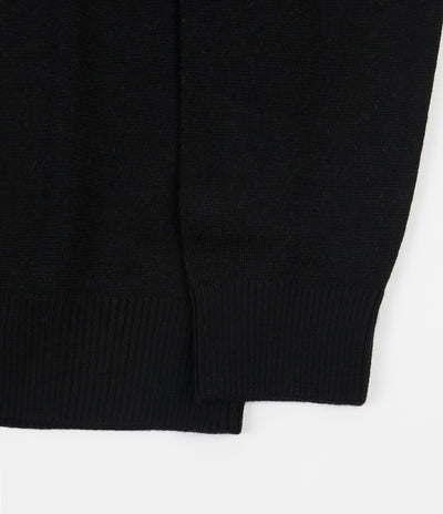 by Parra Quarter Zip Knitted Pullover Sweatshirt - Black