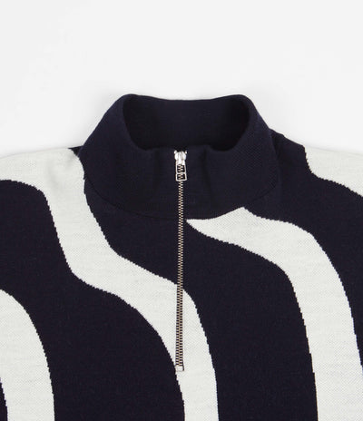 by Parra Shoulder Waves Half Zip Knitted Pullover Sweatshirt - Off White