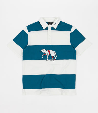 by Parra Striped Goat Polo Shirt - White / Green