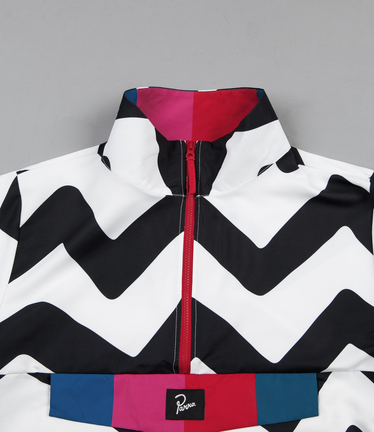 by Parra Vase Mountain Stripes Windbreaker Jacket Black White Flatspot