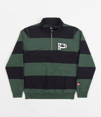 by Parra Worked P Striper 1/2 Zip Sweatshirt - Navy Green