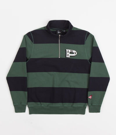 by Parra Worked P Striper 1/2 Zip Sweatshirt - Navy Green