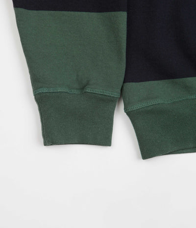 by Parra Worked P Striper 1/2 Zip Sweatshirt - Navy Green