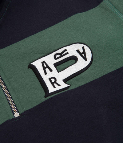 by Parra Worked P Striper 1/2 Zip Sweatshirt - Navy Green