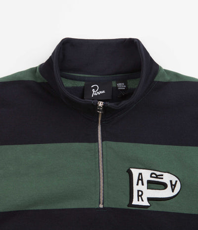by Parra Worked P Striper 1/2 Zip Sweatshirt - Navy Green